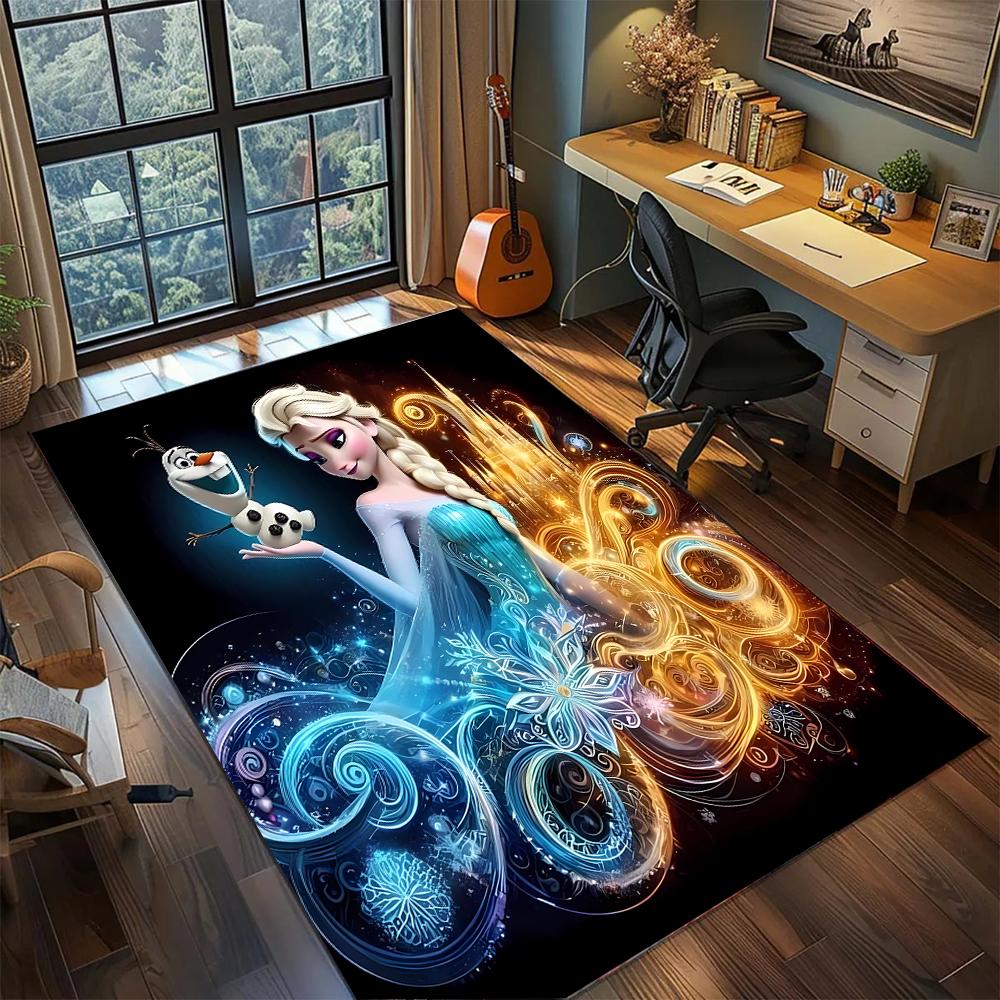 Elsa and Anna: Frozen Rug Carpet Large Area Rug Non Slip Washable Floor Mat Gamer Room Bedroom Home Decor