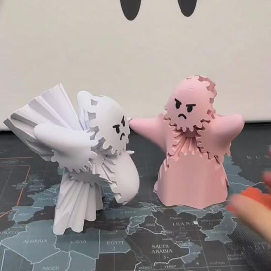 Напечатанный на 3D-принтере Куб-призрак, снимающий стресс и тревогу, Хэллоуин, мультяшная фигурка призрака, статуэтка, игрушка-непоседа, настольное украшение, орнамент