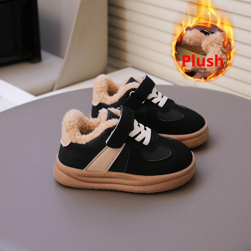 Зимние детские хлопковые ботинки в корейском стиле для мальчиков, теплые зимние ботинки из овечьей шерсти, хлопковые ботинки на флисовой подкладке для девочек