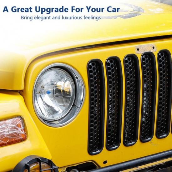 7x Сетчатая накладка на переднюю решетку, сотовая отделка для Jeep Wrangler 1997-2006 TJ