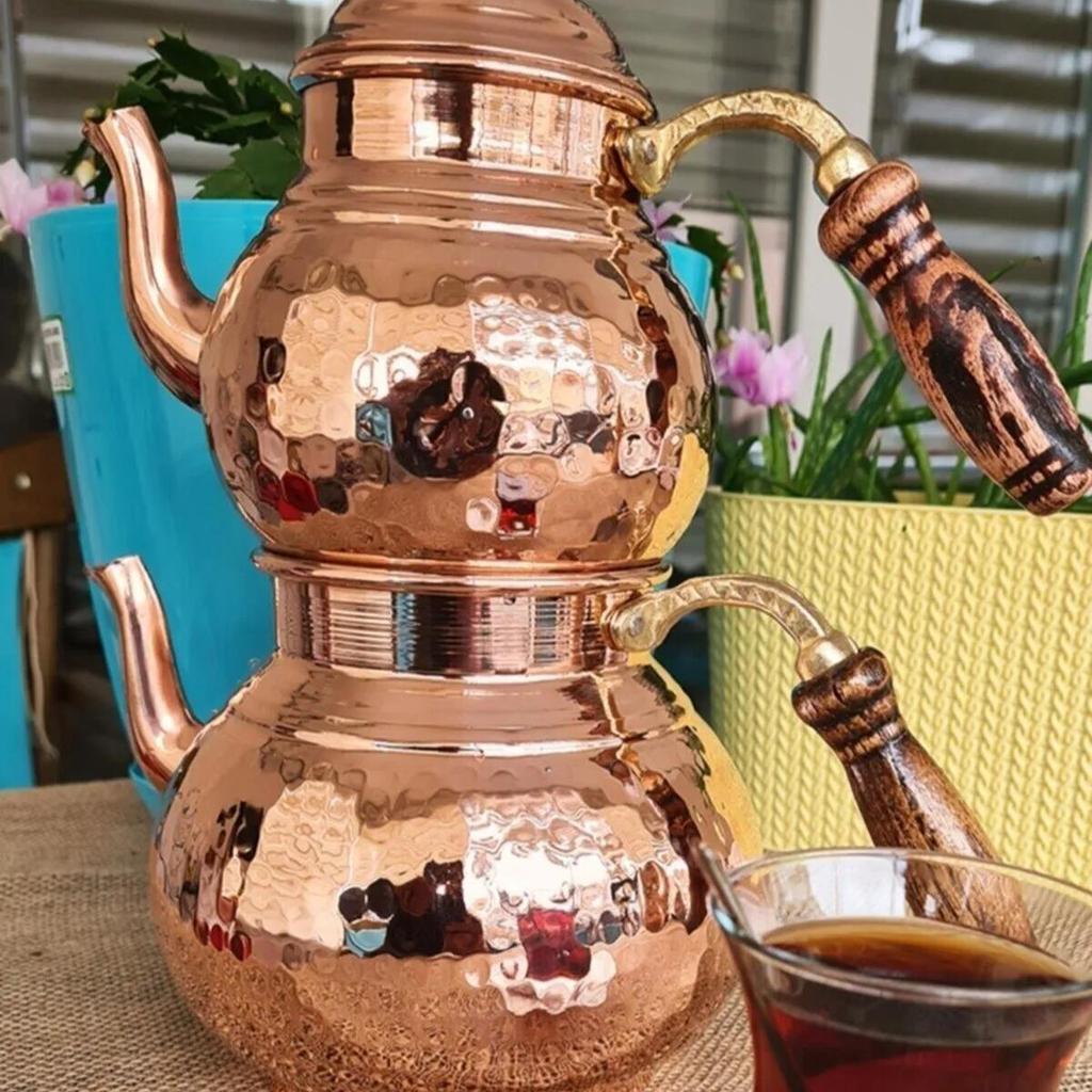 Маленький медный чайник для 2 человек, кованый чайник среднего размера с деревянной ручкой, заварочный чайник для чая