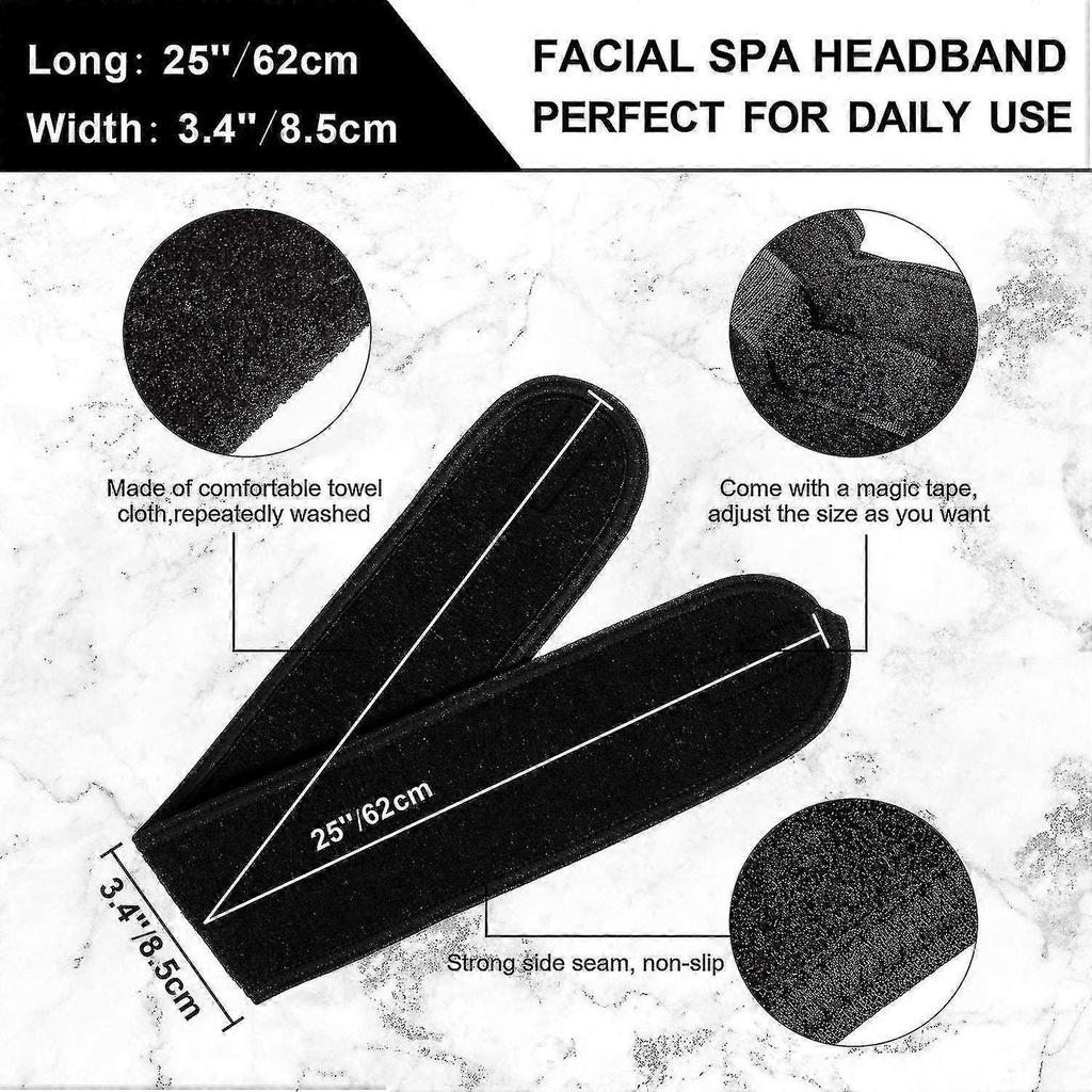 3pc Facial Headband Make Up Wrap Head Terry Cloth(white,black,pink)) - GXCC