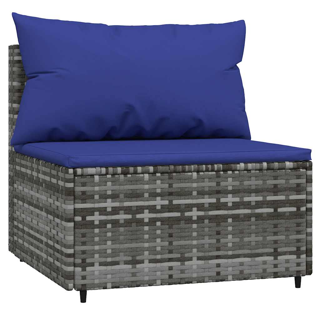 3 Piece Garden Lounge Set with Cushions Grey Poly Rattan