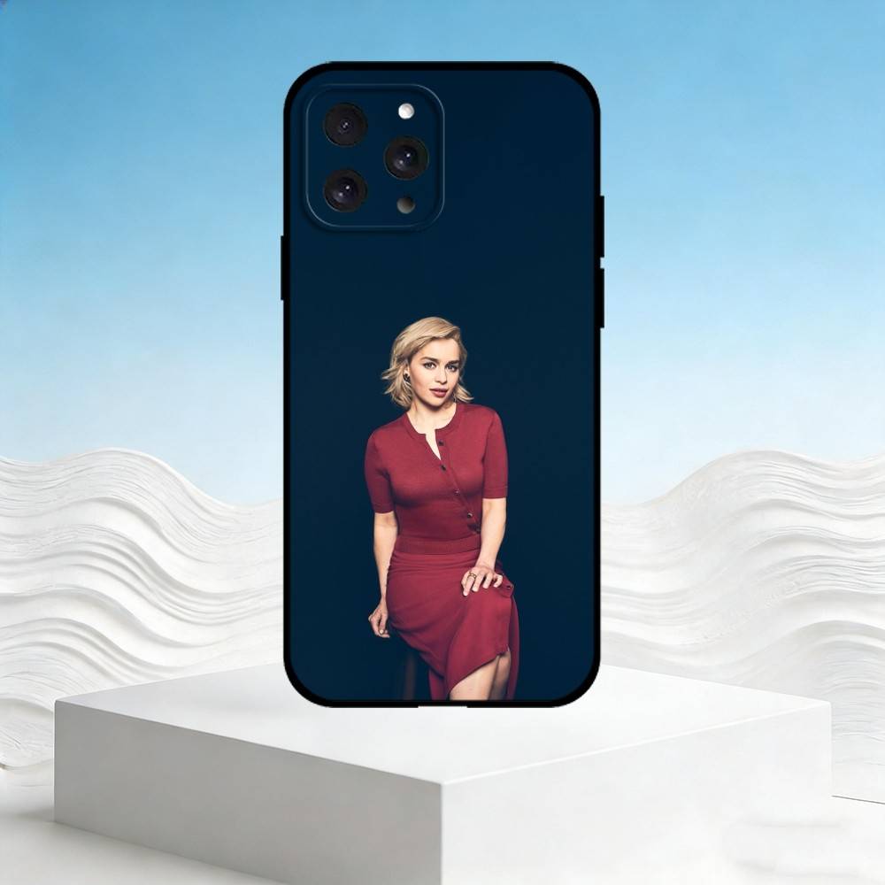 Чехол для телефона E-Emilia Clarke для iPhone 17,16,15,14,13,12,11 Plus,Pro Max,SE4 Мягкий силиконовый черный чехол