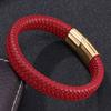 Модный плетеный мужской браслет красный кожаный браслет застежка из нержавеющей стали женские ювелирные изделия подарок BB0236