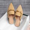Spring New Women 'S Mules Pointed Slippers Outdoors Muller Fashion Metal Chain Design Office Casual Shoes Large