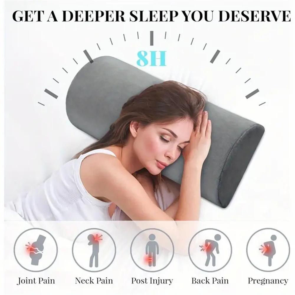 Comfort Bolster Pillow Half Moon Bolster for Legs Back&Head Memory Foam Cotton Cover Lumbar Support Pillow for Semi Roll Pillow