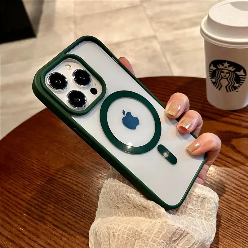 Роскошный магнитный противоударный чехол для телефона для iPhone 16 15 14 13 12 11 Pro Max Mini Plus Для Magsafe Беспроводная зарядка Чехлы Обложка