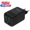 150W USB C Zaryadlovchi 6 Portli PD QC 3.0 Super Tez Zaryadlash USB Zaryadlovchi Type C Mobil Telefon Zaryadlovchi Adapteri iPhone Xiaomi Samsung Huawei uchun