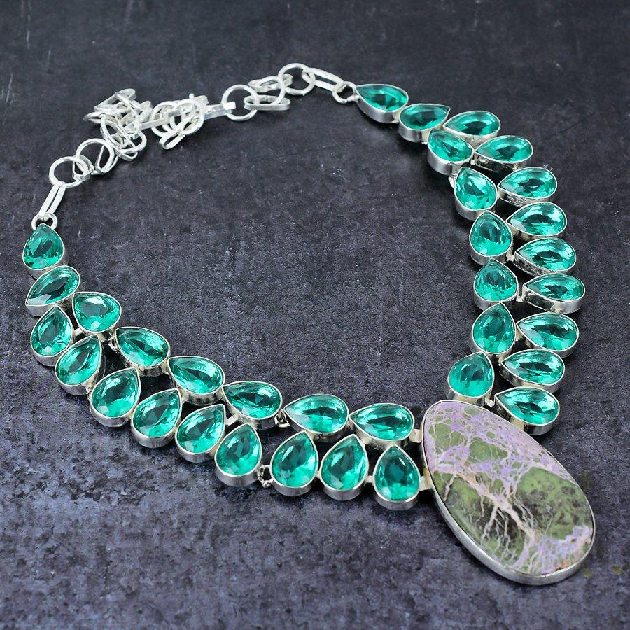 Натуральный пурпурит, турмалин, стерлинговое серебро 925 пробы, подарочное ожерелье, 18 дюймов, y8V20