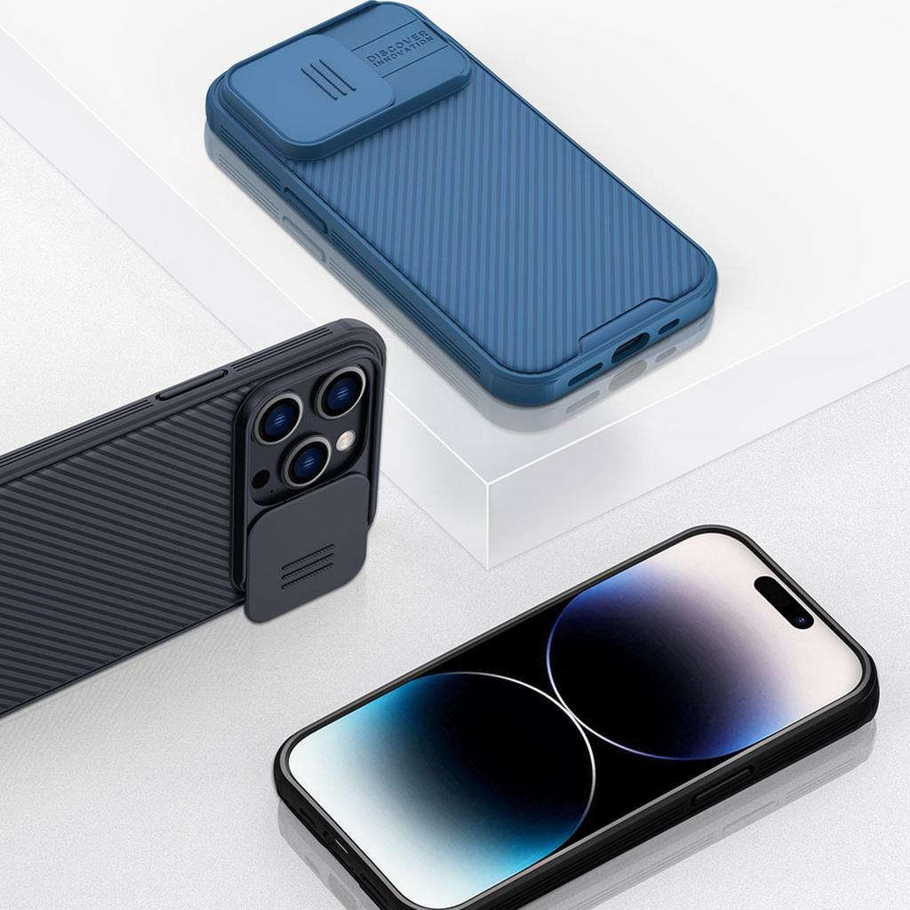 Магнитный чехол Nillkin CamShield Pro с MagSafe для iPhone 14 Pro Max - синий защитный чехол для камеры