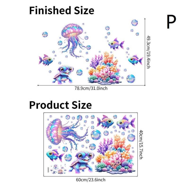 Cartoon Coral Crab Bathtub Anti-Slip Stickers 6Pcs Waterproof Safety Decals for Kids Bathroom Shower Tub Protection