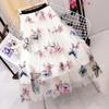 Heavy Industry Embroidery Butterfly Mesh Skirt 2022 Spring New High Waist Large Swing A-Line Umbrella Mid-Length Skirt