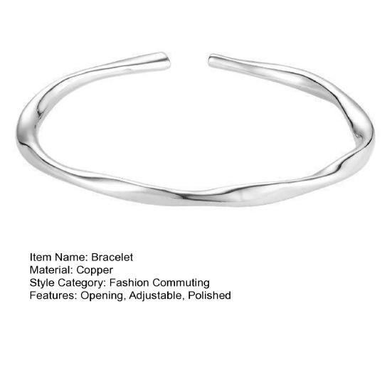 Женский браслет-открытие, простой стиль, регулируемый, гладкий, полированный, медный, нестандартные украшения на запястье