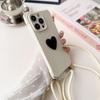 Милый узор в виде сердца, однотонный мягкий чехол из ТПУ для iPhone 16 Plus 15 Pro Max 14 Pro 13 12 11, защитный матовый противоударный чехол для телефона с ремешком для линз