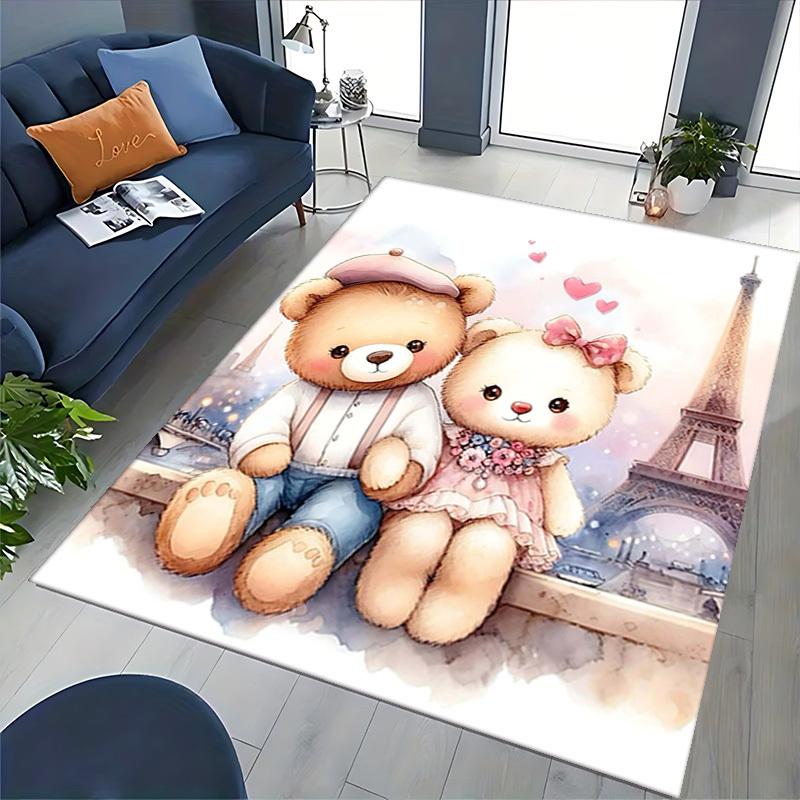1pc Teddy Bear Love Office Chair Mat - Anime Cartoon Design, Non-Slip Carpet for Home Decor, Suitable for All Seasons, Perfect Gift for Holidays.C009