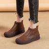 Women Booties Retro Fall Genuine Leather Flat Women Ankle Boots Round Toe Casual Large Size Women Shoes Boots