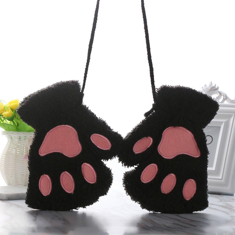 14Colors Fashion Winter Fluffy Lovely Bear Cat Paw Plush Gloves Fingerless