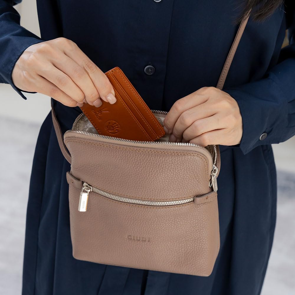 Мини маленькая женская сумка через плечо для взрослых итальянская кожа натуральная кожа розовый бежевый [GIUDI]