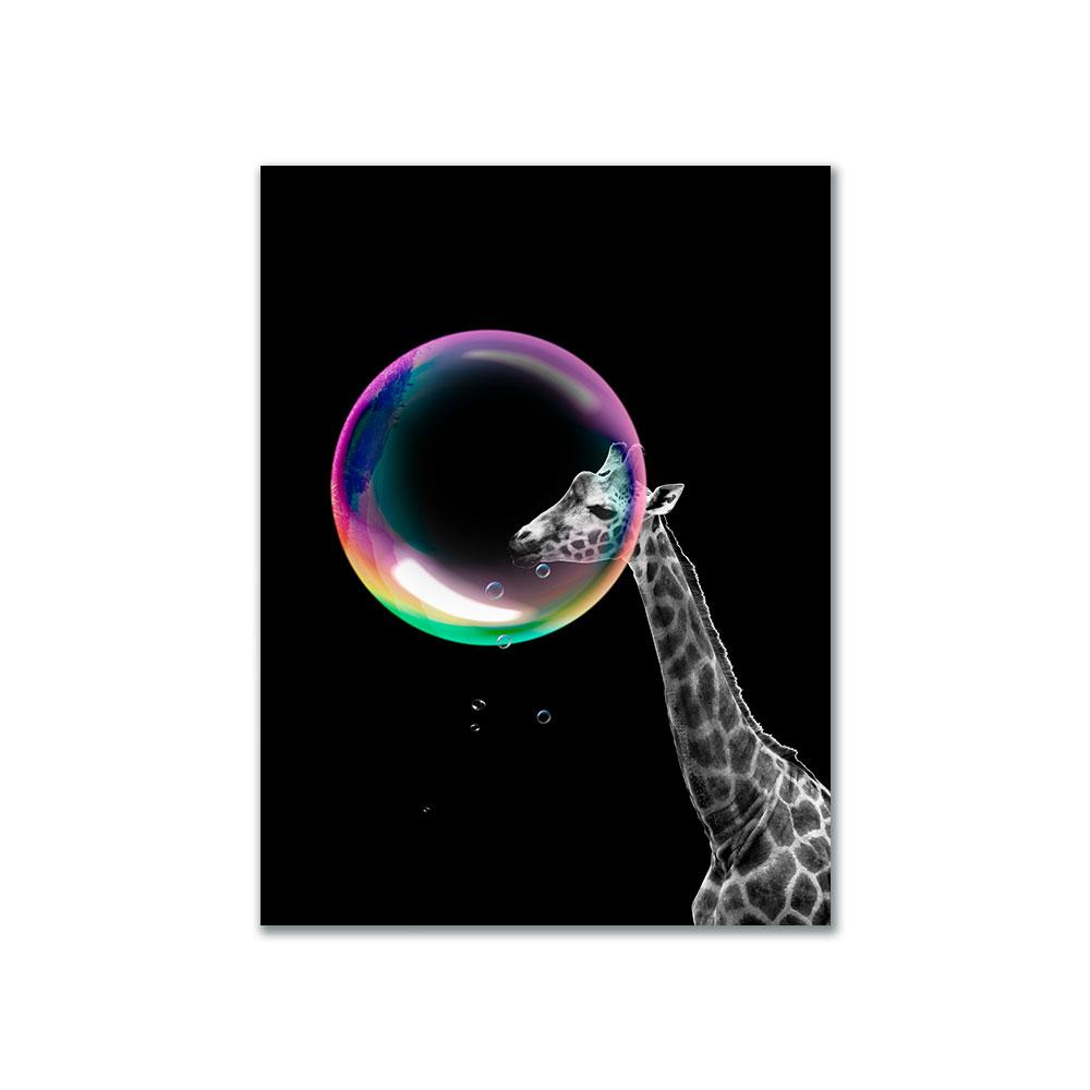 Картины на холсте с изображением животных и пузырей, панда, кошка, лев, тигр, слон, жираф, принты, художественная настенная картина для гостиной, домашний декор