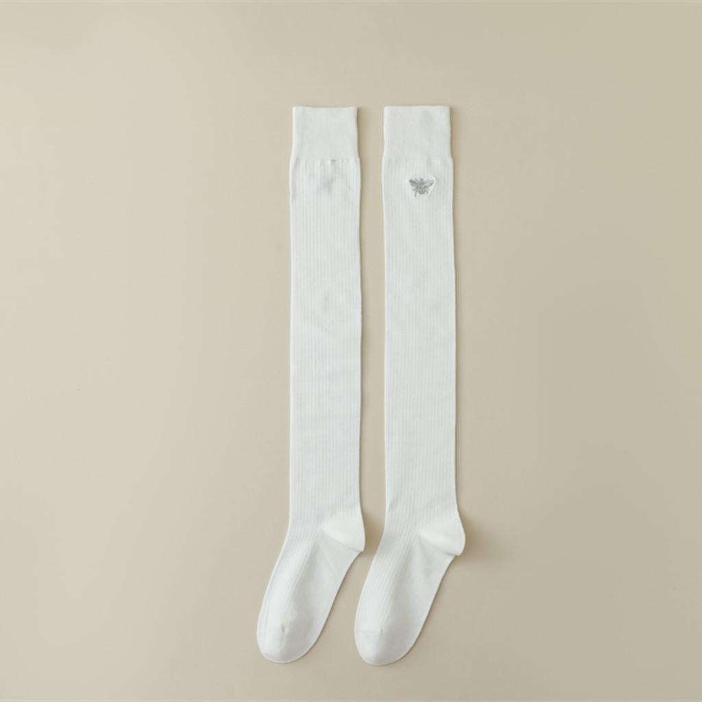 Женские чулки в японском стиле, длинные носки для школьниц в студенческом стиле, хлопковые вязаные однотонные чулки до бедра