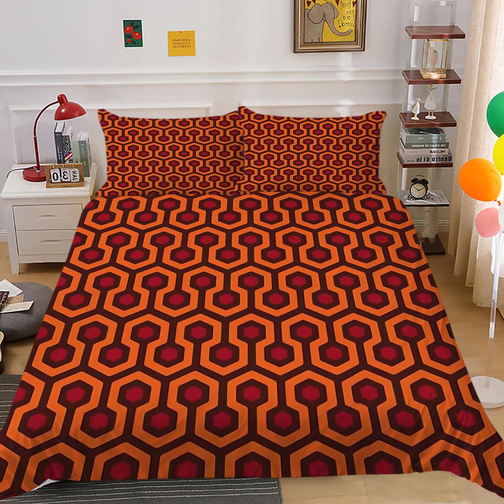 3D Geometric Bedding Set with Line Down Duvet and Pillowcase 2/3 Pieces AU180 * 210 Full Size Soft Home Decoration