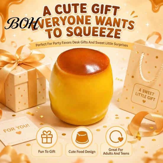 Pudding Squeeze Toy 1/2Pcs Stress Relief Crunchy Toy, Fake Caramel Sensory Simulated Dessert Fidget Gift for Adults Kids Ball