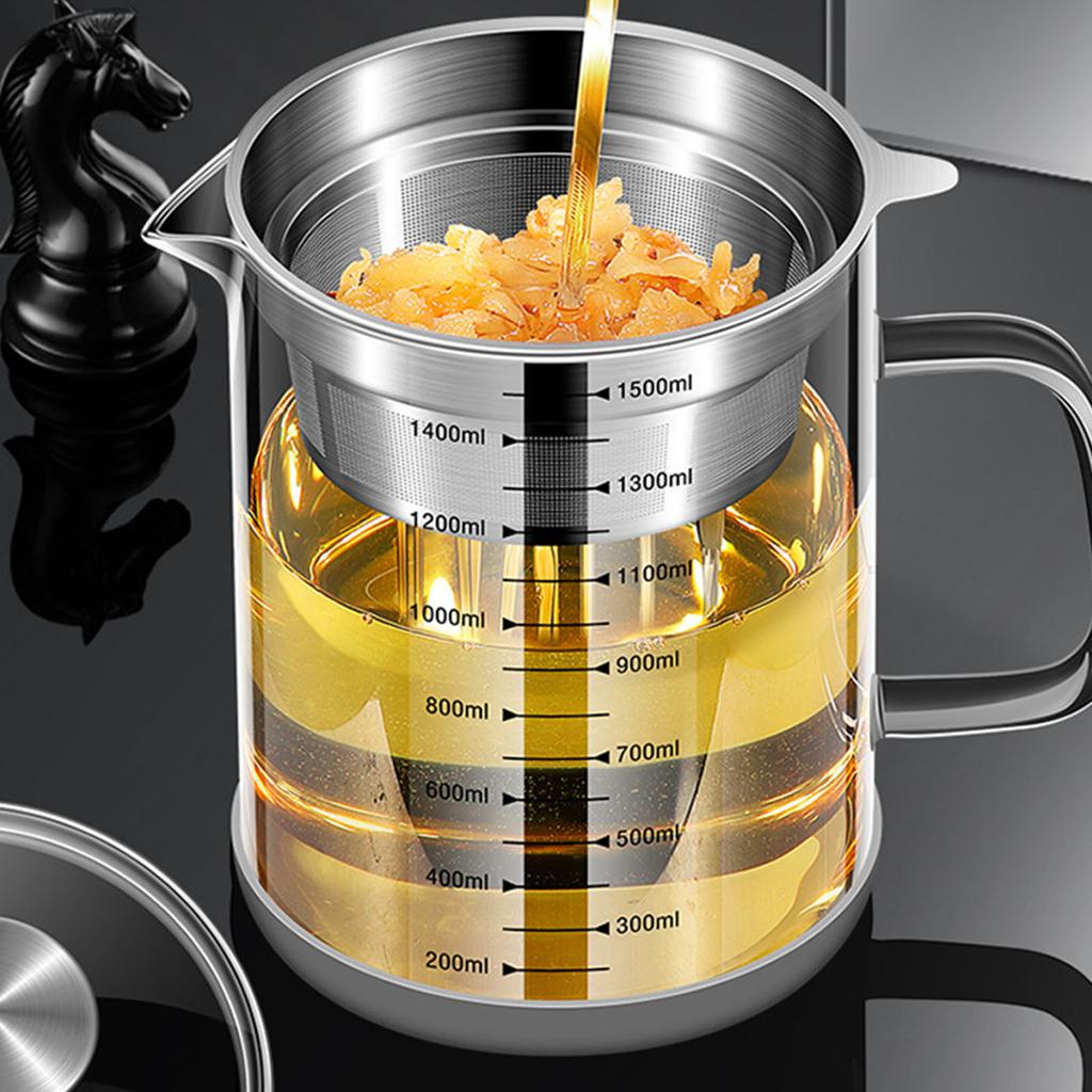 Multifunctional Frying Oil Filter Pot for Kitchen Use Glass Storage Jar with Deep Strainer for Cooking Enthusiasts