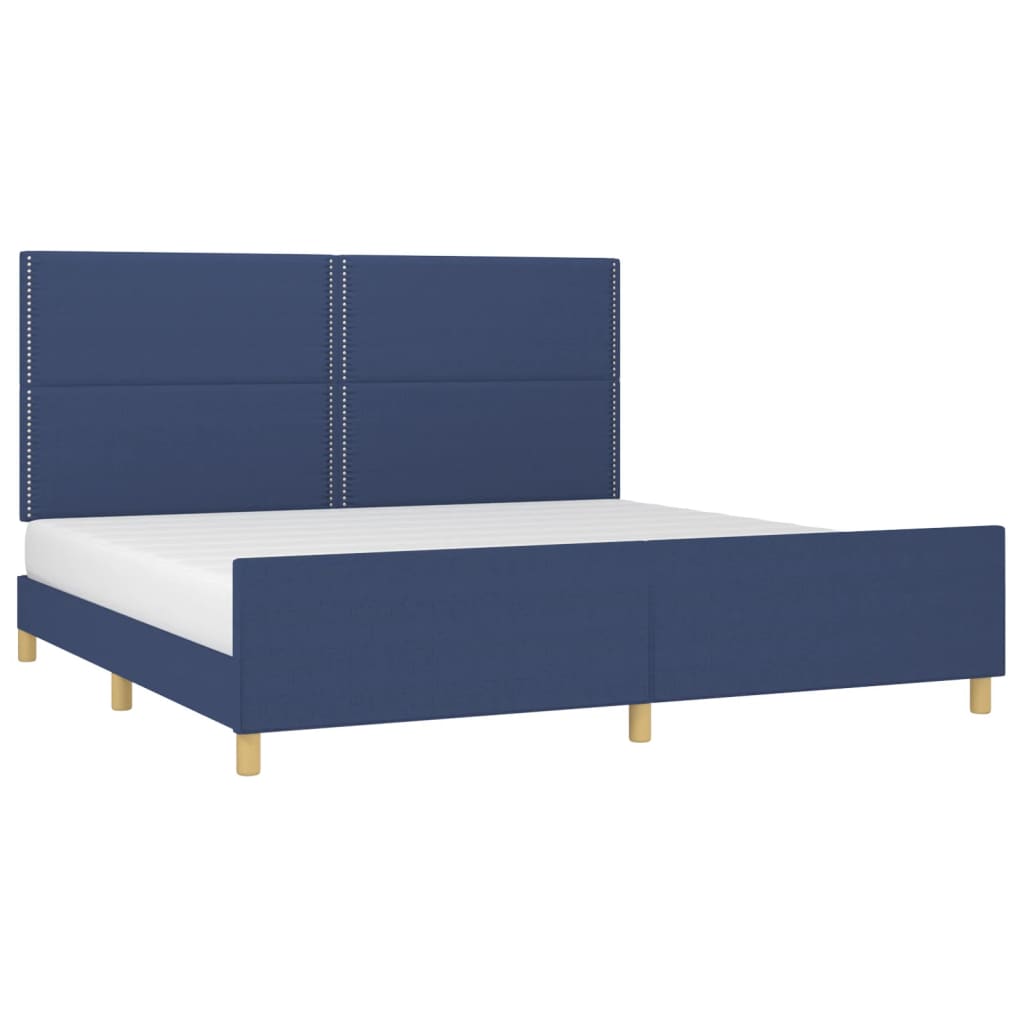 Bed Frame without Mattress Blue 200 x 200 cm Fabric