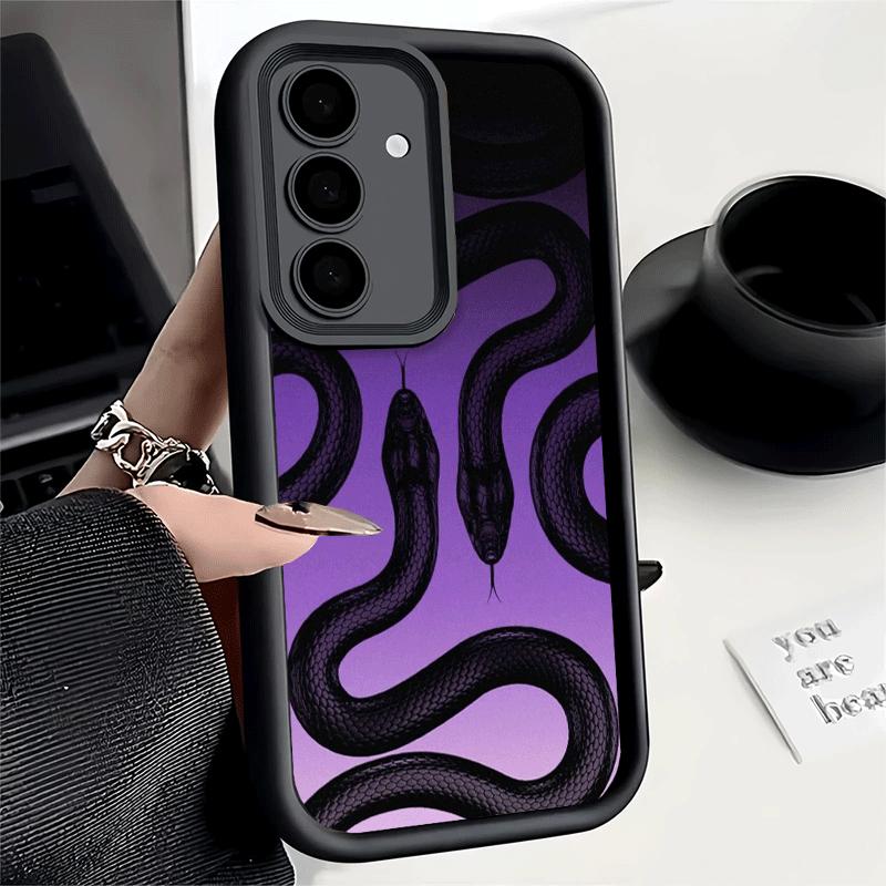 Чехол для телефона Samsung Galaxy S26 S25 Ultra S24 FE Черный Змеиный Рисунок Мягкий Силикон Funda S23 Plus S22 + S21 S20 5G