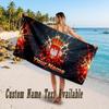 Poland Football Design Beach Towel Custom Text Large Towel for Beach Vacation