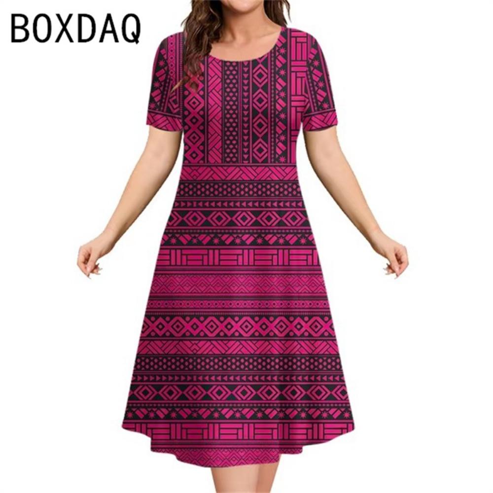 Элегантное А-силуэтное платье 3XL, женское, с коротким рукавом, круглым вырезом, повседневное, с винтажным этническим стилем, оверсайз, с принтом в виде букв