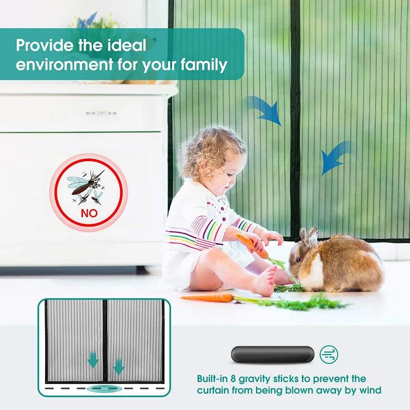 Summer Magnetic Mosquito Net Automatic Screen Door Curtain Mesh Curtain Summer Anti Bug Kitchen Sticker Curtain Window Door Curtain Net
