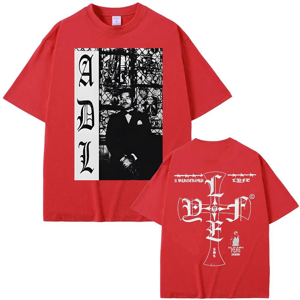 A DANGEROUS LYFE CROSS TEE 2026 new style Yeat Casual TShirt Summer T shirt High Quality Cotton Comfortable Unisex Short Sleeve