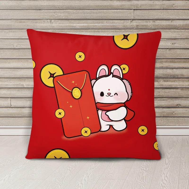 Juste De Coussin Lapin Dessin Animé Pour La Décoration Intérieure, Taie D'oreiller De Luxe, Cadeau De Nouvel An, Bureau, Canapé, Voiture