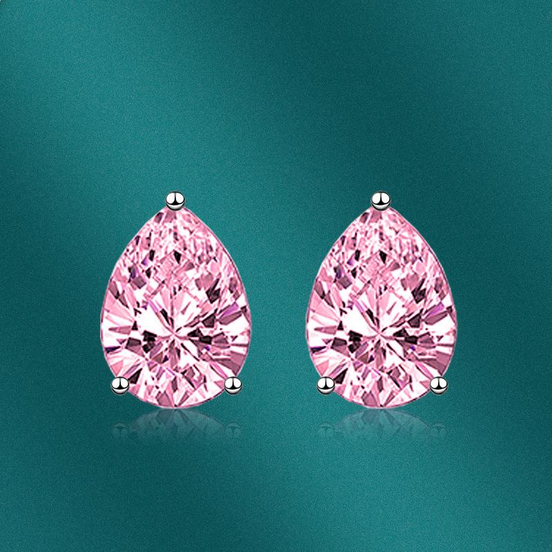 SACE GEMS Copper Alloy Zircon Pear Shaped Cut Water Drop Earrings Female Color Treasure Earrings Yellow Pink Earrings