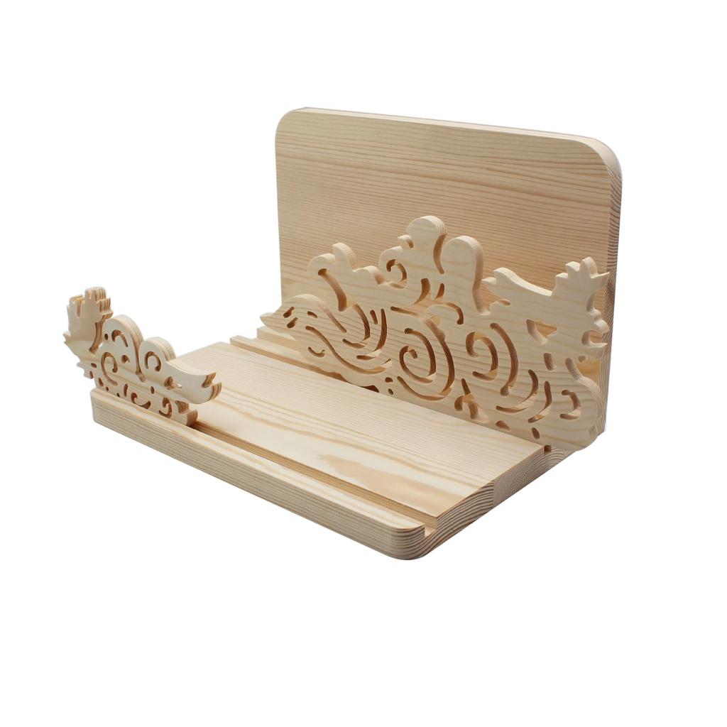 Shinto altar, amulet stand, wall-mounted, with relief carvings of a three-legged bird, auspicious clouds, and the moon, suitable for ancestral shrines
