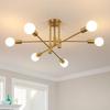 Vintage Ceiling Light 6 Bulbs E27 Socket Gold Chandelier Retro Sputnik Ceiling Lamp for Bedroom Living Room Kitchen Bulbs Not Included