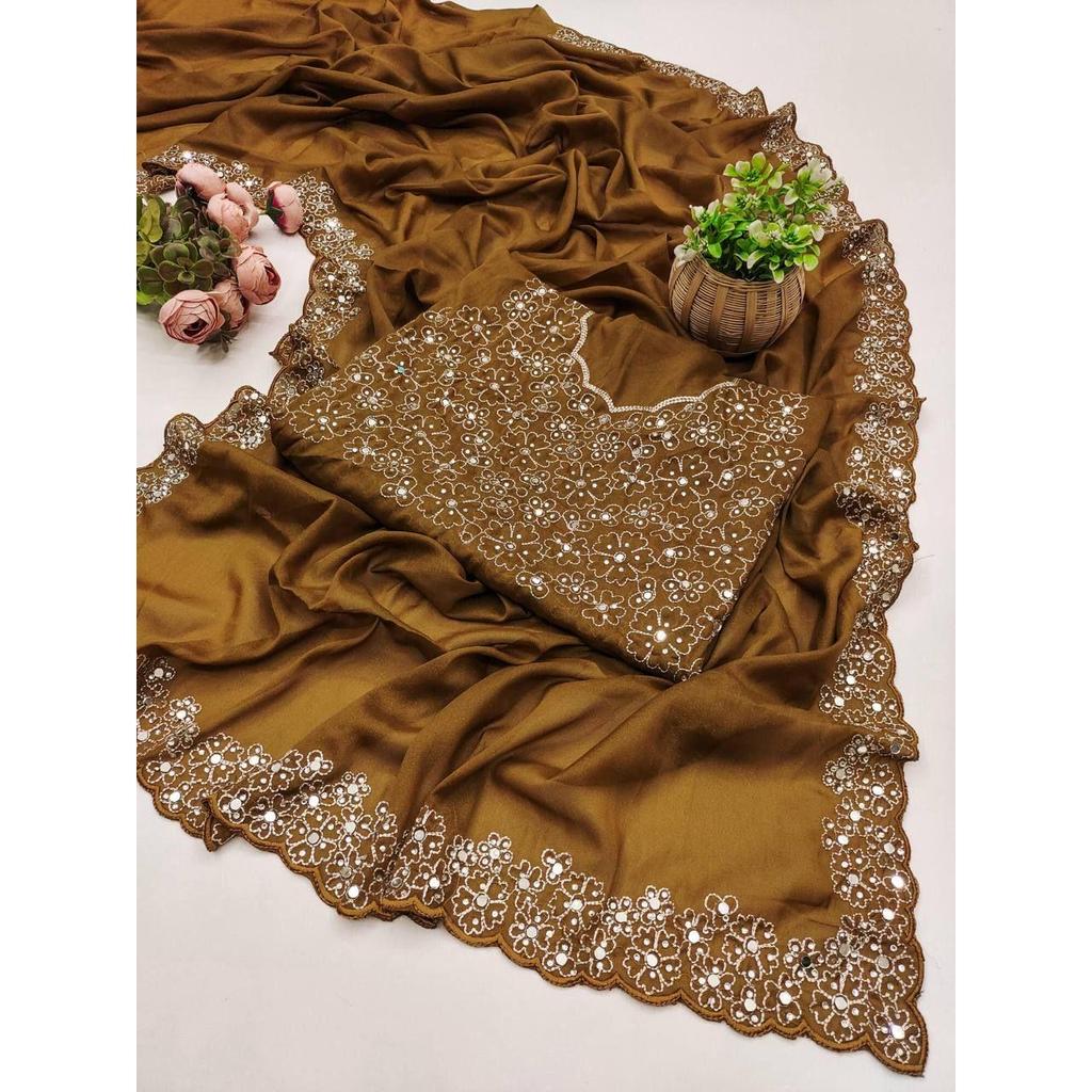 *Представлена Коллекция Красивых Вечерних Сари с Зеркальной Вышивкой*