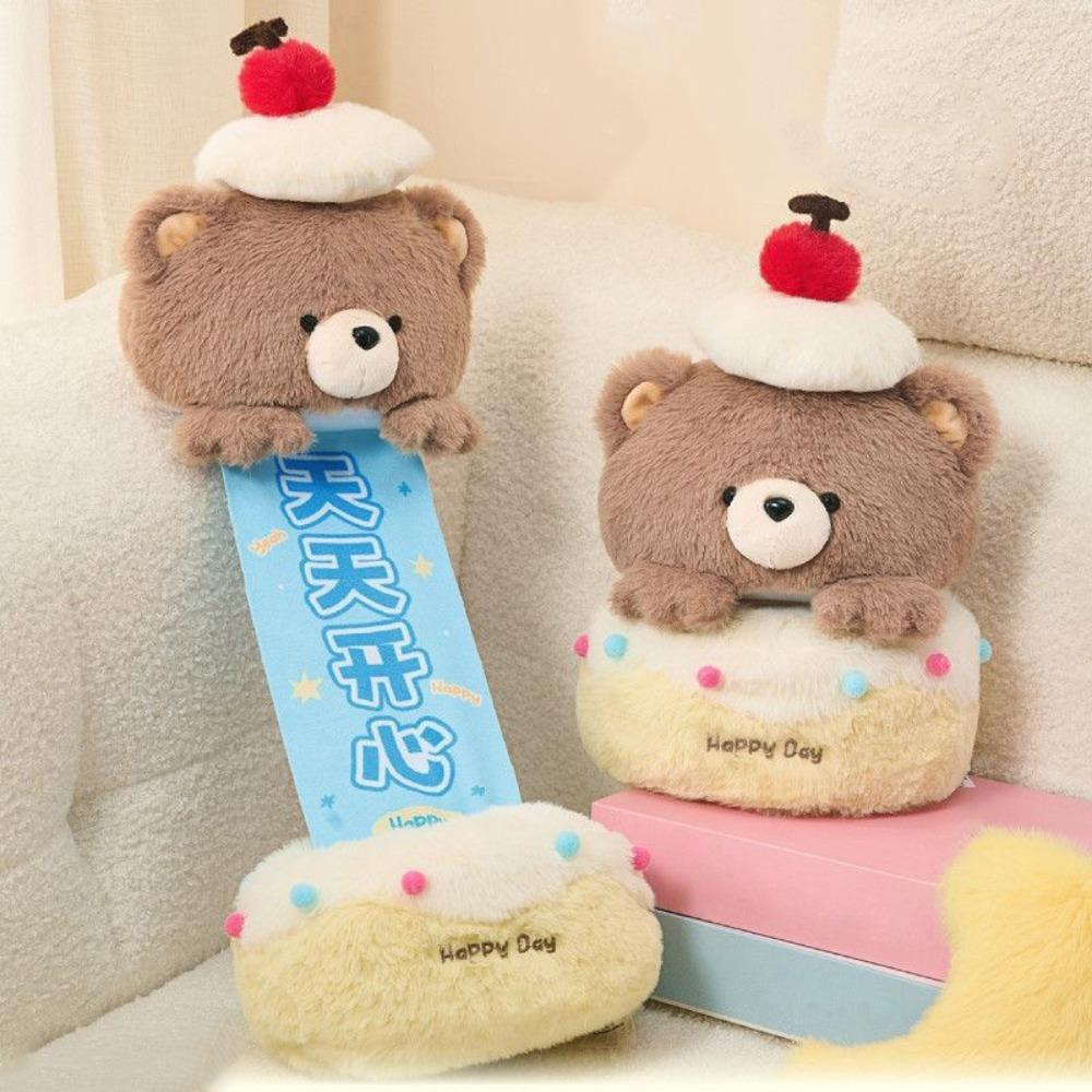 Creative Bear Cake Plush Toy Pull-out Stuffed Animal Doll Adorable Birthday Gifts Girls