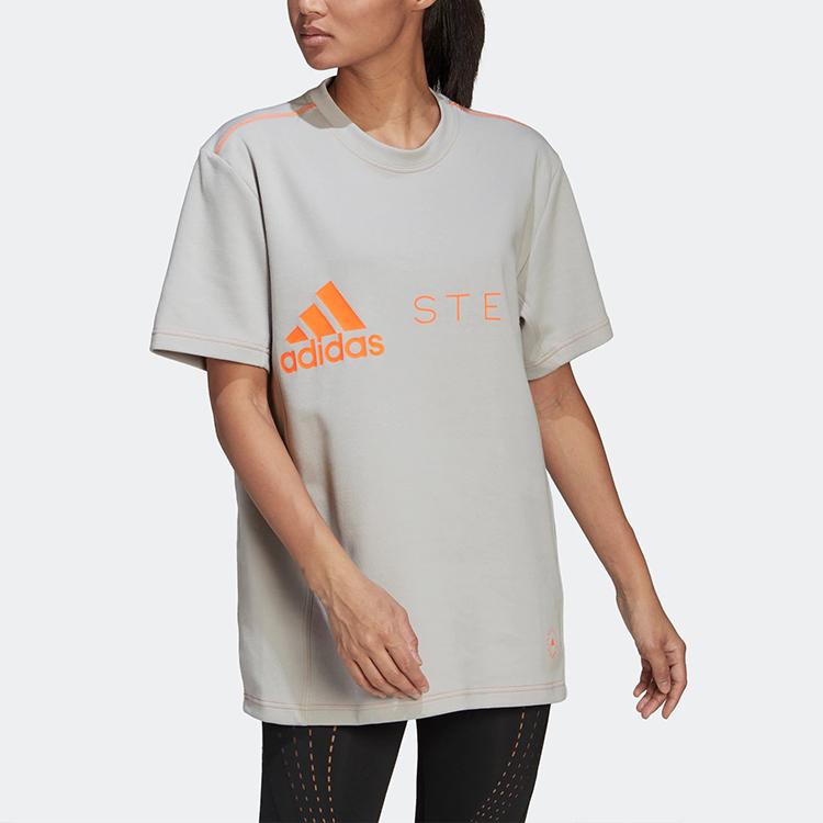 Adidas X Stella McCartney Collaborative Pure Letter Print Спортивная повседневная футболка с короткими рукавами Женские топы Серый HB7404