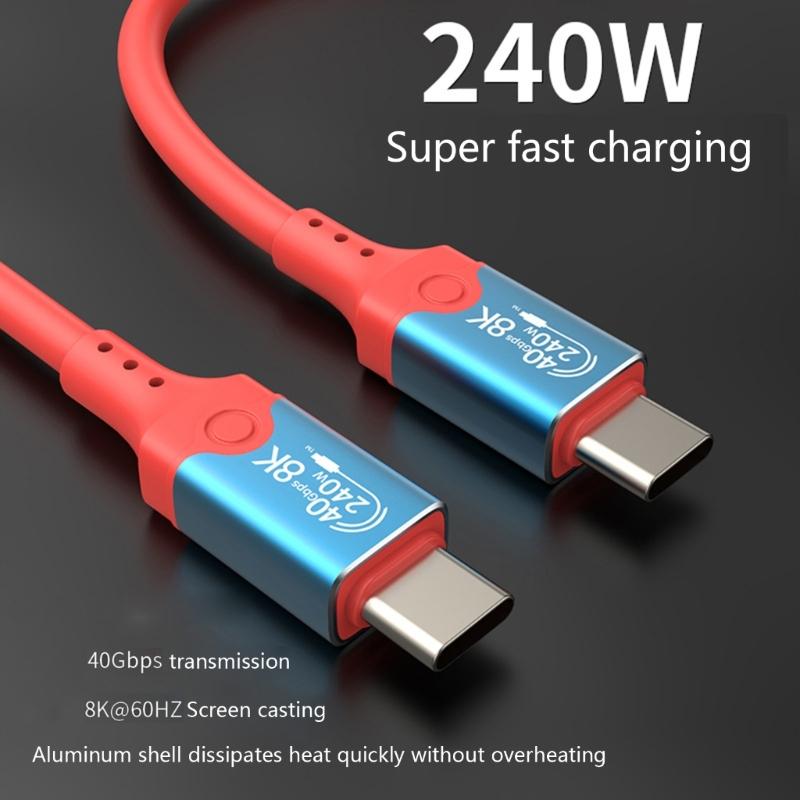 Кабель USB4 40 Гбит/с Высокоскоростная передача данных 240 Вт USB C на USB C Кабель Быстрая зарядка 8K@60Hz Кабель USB 4 для телефона