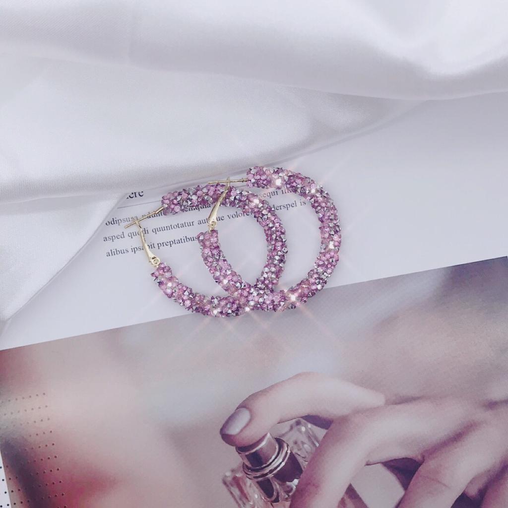 Серьги с подвесками, преувеличенные геометрические круглые блестящие круглые серьги с матовым кристаллом, большие серьги, модные украшения, женский новый дизайн