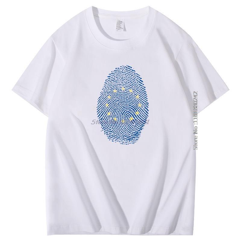 Europe Flag Fingerprint Stock Graphic T Shirts Cotton Mens Short Sleeve Tshirt Summer Harajuku Oneck New Shirts And Tshirts