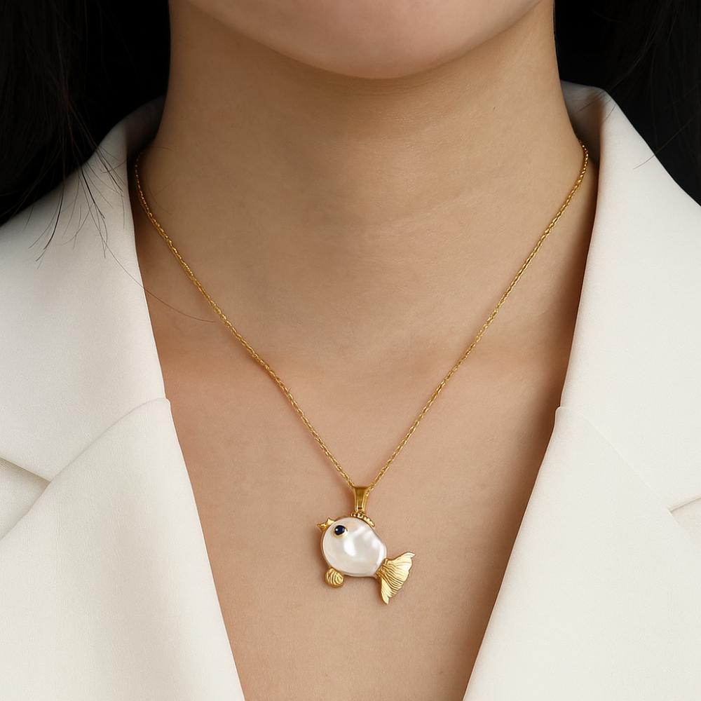 Кит Маленькая Рыбка Пусеты Милое Морское Ожерелье Креативное Ожерелье с Рыбой-клоуном и Жемчугом Пляж