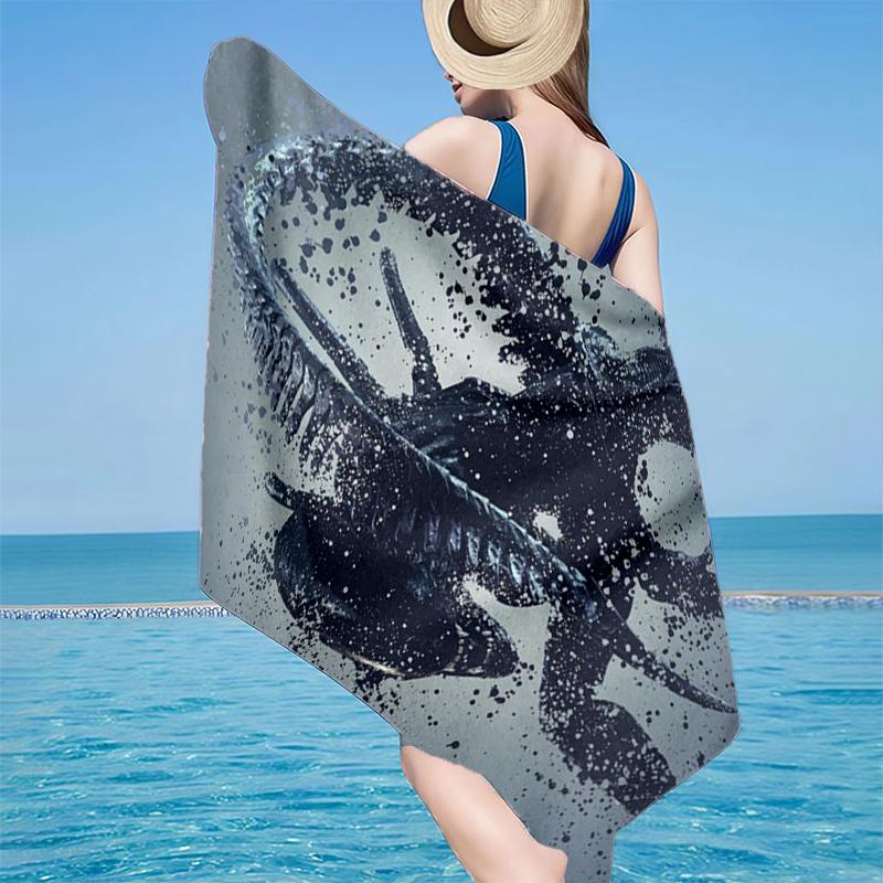 Alien horror Artwork Beach Towel, Super Soft Microfiber, Gift for Her/Him, Birthday, for Pool, Beach, Travel, Home Decor Fan gifts