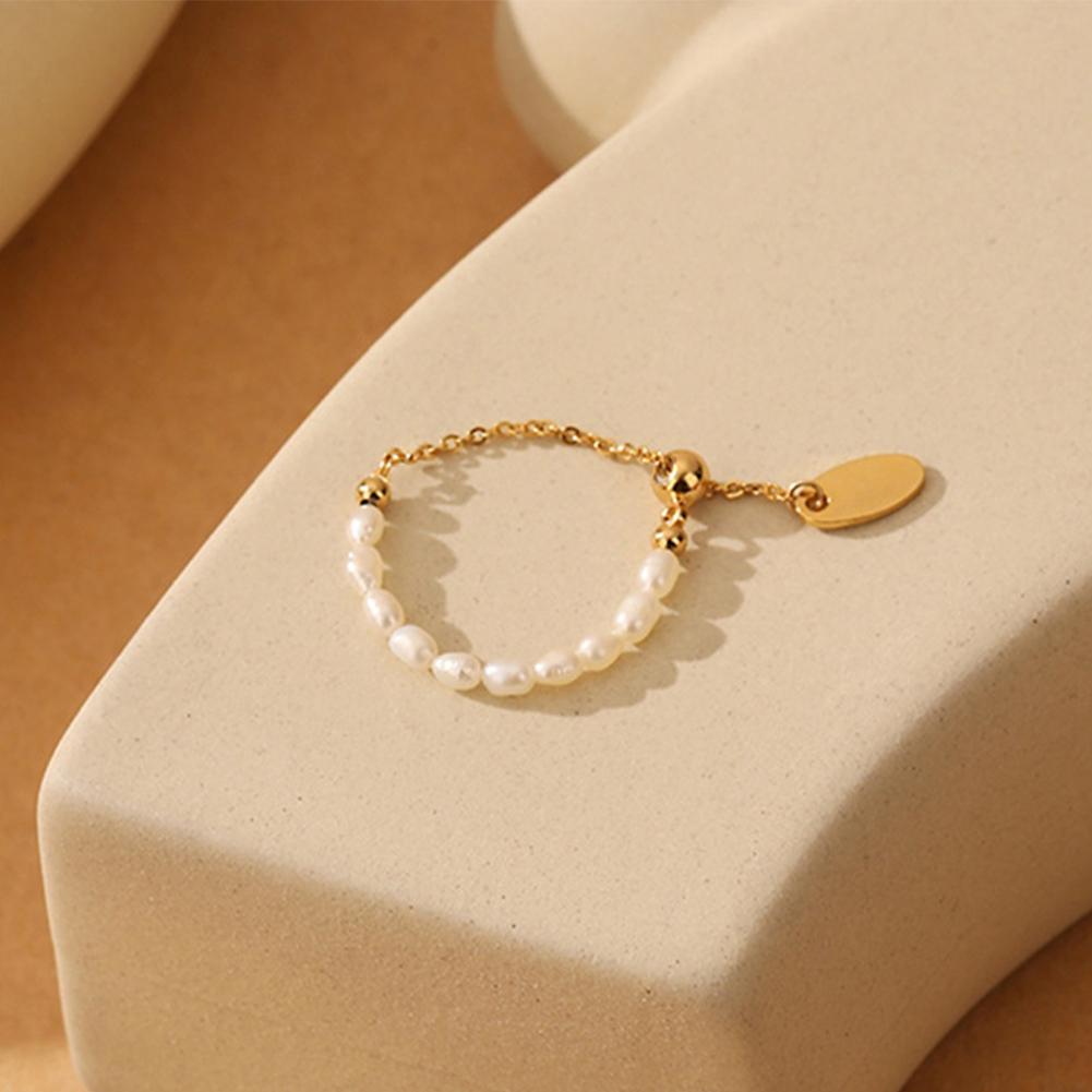 Кольца с жемчугом в стиле ретро, французские, регулируемые, золотого цвета, кольцо с кисточкой, цепочка, темпераментное кольцо, браслет на палец, модные ювелирные изделия, аксессуары, подарок для женщин и девочек