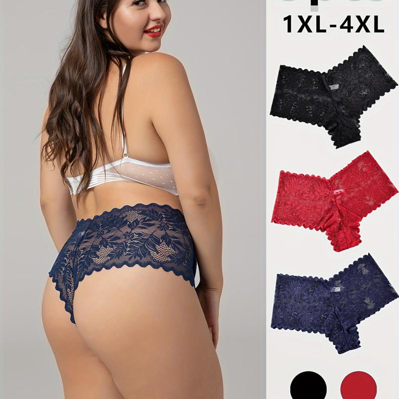 3 шт. женские трусики больших размеров очаровательные кружевные легкие быстросохнущие мягкие дышащие эластичные трусики