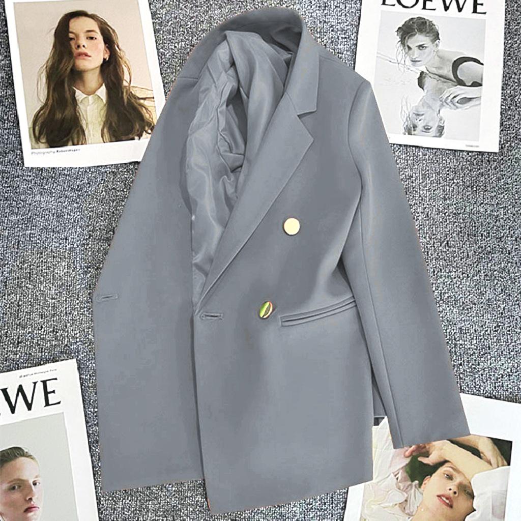 Milky White Green-Botton Suit Jacket - Korean Edition, 2024 Spring/Autumn, Women's Casual High-End Blazer
