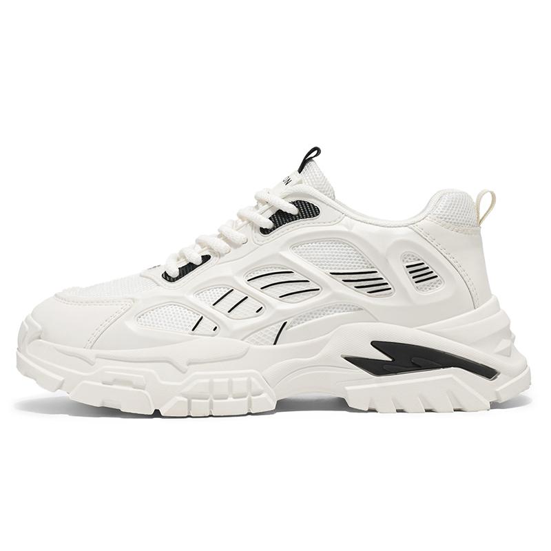Thick Sole Versatile Clunky Sneaker For Men New Trend Mesh Lace Up Breathable Casual Sports Shoes Increased Soft Soles